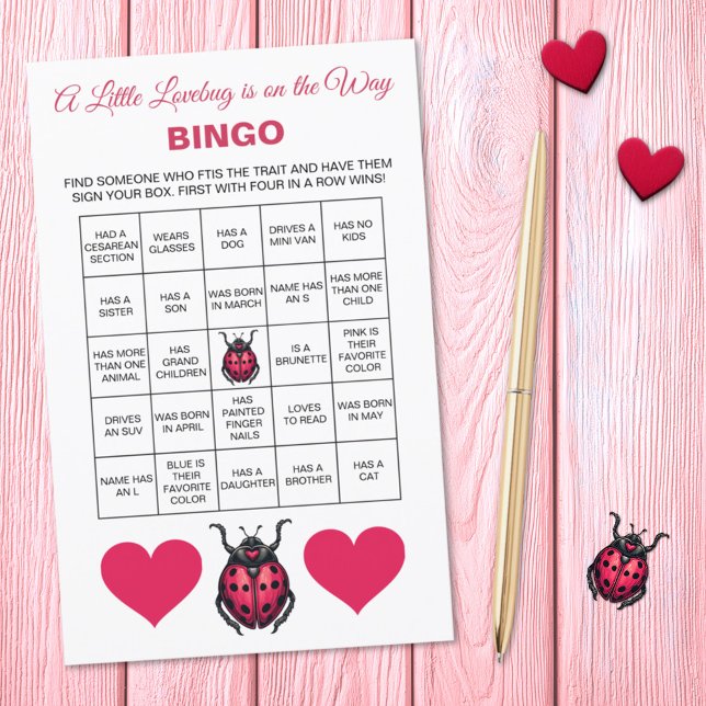 A Little Love Bug Is On The Way Baby Shower Bingo  (クリエイターアップロード済み)