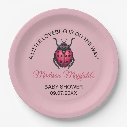 A Little Love Bug Is On The Way Ladybug ペーパープレート (正面)