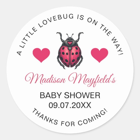 A Little Love Bug Is On The Way Ladybug ラウンドシール (正面)