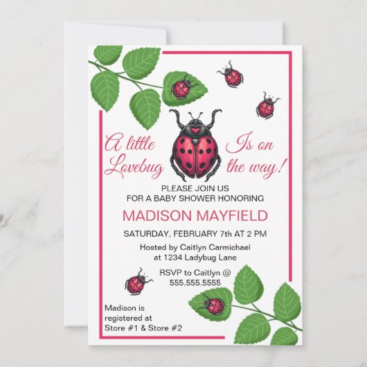 A Little Love Bug Is On The Way Ladybug 招待状 (正面)