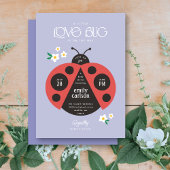 A Little Love Bug Purple Baby Girl Shower 招待状