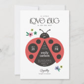 A Little Love Bug Red & White Baby Girl Shower 招待状 (正面)