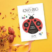 A Little Love Bug Red & White Baby Girl Shower 招待状