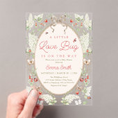 A Little Love Bug Strawberry Floral Baby Shower  アクリル招待状 (インサイチュ (ポータブル))