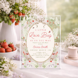 A Little Love Bug Strawberry Floral Baby Shower  アクリル招待状