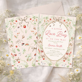 A Little Love Bug Strawberry Floral Baby Shower 招待状