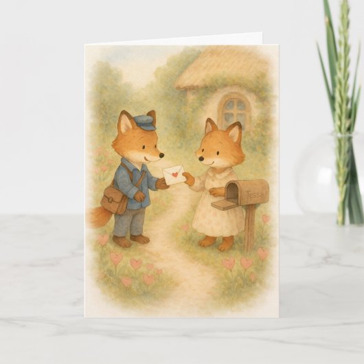 A Little Love Letter – Fox Mail Valentine カード (正面)
