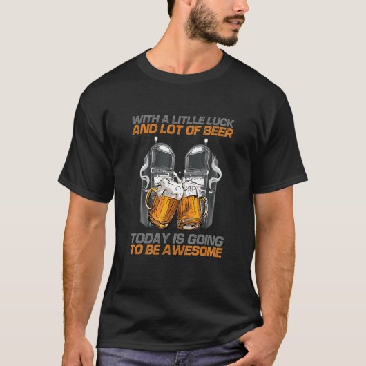 A Little Luck And Lot Of Beer Funny Casino Slot Ma Tシャツ (正面)