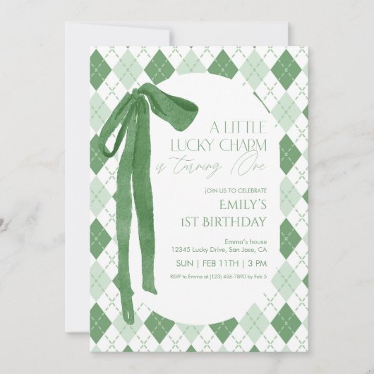 A Little Lucky Charm Is Turning One Invitation 招待状 (正面)