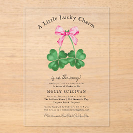 A Little Lucky Charm Shamrock Coquette Bow アクリル招待状