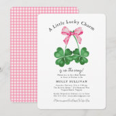A Little Lucky Charm Shamrock Coquette Bow  招待状 (正面/裏面)