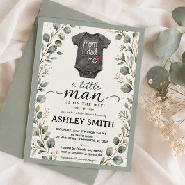 A Little Man Is on the Way Baby Shower 招待状