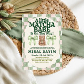 A Little Matcha Babe Cute Bear Matcha Baby Shower 招待状