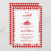 A Little Meatball Baby Shower 招待状 (正面/裏面)