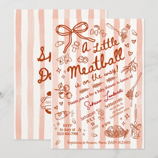 A little Meatball is on the way 招待状 (正面/裏面)