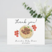 A little Meatball is on the way Baby Shower サンキューカード (スタンド正面)