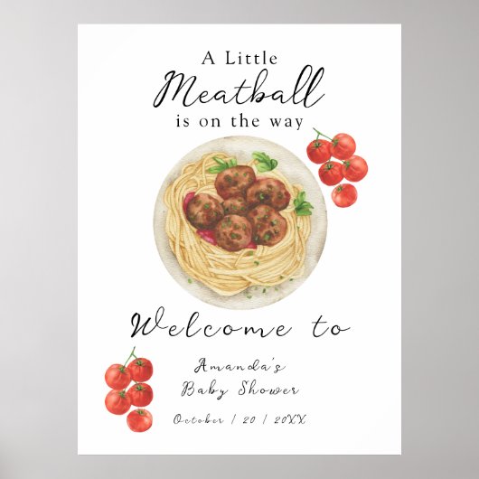 A little Meatball is on the way Baby Shower ポスター (正面)