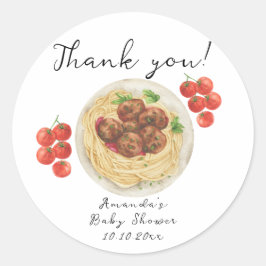 A little Meatball is on the way Baby Shower ラウンドシール