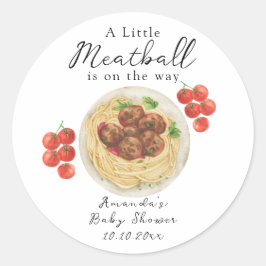 A little Meatball is on the way Baby Shower ラウンドシール