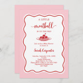 A Little Meatball Is On the Way Baby Shower Girl 招待状 (正面/裏面)