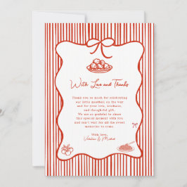 A Little Meatball is on the Way Doodle Baby Shower サンキューカード