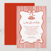 A Little Meatball is on the Way Doodle Baby Shower サンキューカード (正面/裏面)