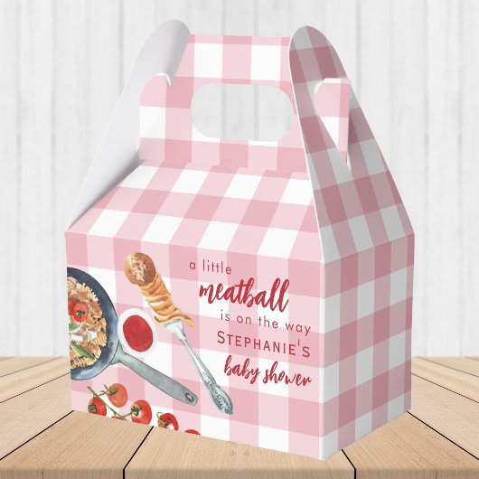 A Little Meatball Is On The Way Pink Baby Shower フェイバーボックス