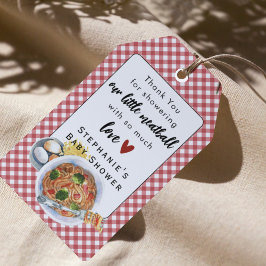 A Little Meatball Is On The Way Red Baby Shower ギフトタグ