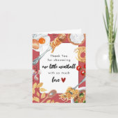 A Little Meatball Is On The Way Red Baby Shower サンキューカード (正面)