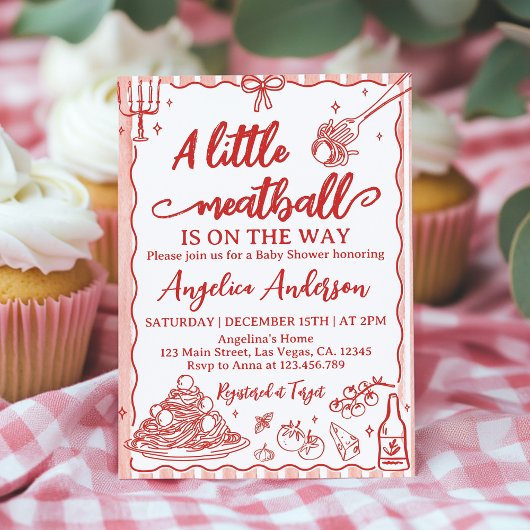 A Little Meatball Italian Baby Shower Invitation 招待状