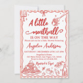 A Little Meatball Italian Baby Shower Invitation 招待状 (正面)