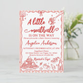 A Little Meatball Italian Baby Shower Invitation 招待状 (スタンド正面)