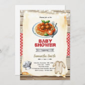A Little Meatball pasta Baby Shower Invitation 招待状 (正面/裏面)