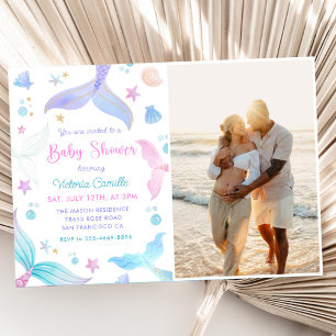 A Little Mermaid Girl Baby Showerのパーティー写真 招待状