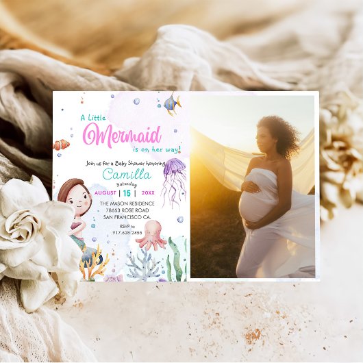 A Little Mermaid Girl Baby Showerのパーティー写真 招待状