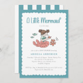 A Little Mermaid is on Her Way Baby Shower  招待状 (正面/裏面)