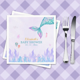 a Little Mermaid is on her way Girl Baby Shower スタンダードカクテルナプキン