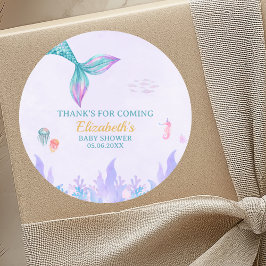 a Little Mermaid is on her way Girl Baby Shower ラウンドシール