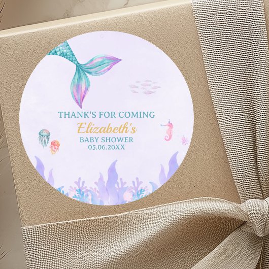 a Little Mermaid is on her way Girl Baby Shower ラウンドシール