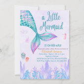 a Little Mermaid is on her way Girl Baby Shower 招待状 (正面)