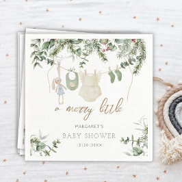 A Little Merry | Boho Girl 冬のベビーシャワー スタンダードカクテルナプキン