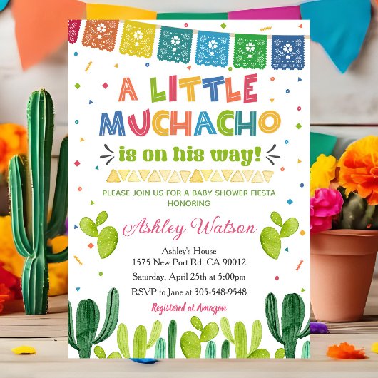 A Little Muchacho Fiesta Baby Shower Invitation 招待状