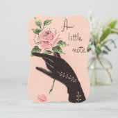 「A Little Note」ヴィンテージ手袋の手札とバラカード カード (スタンド正面)