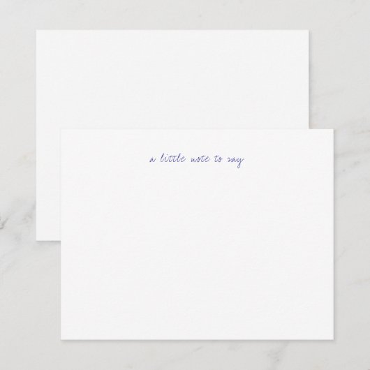 A Little Note to Say Navy Blue Script Stationery ノートカード (正面/裏面)