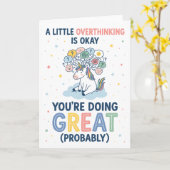A Little Overthinking Okay Unicorn Encouragement カード (黄色い花)