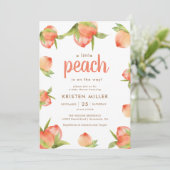 A Little Peach Is On The Way Peach Baby Shower 招待状 (スタンド正面)