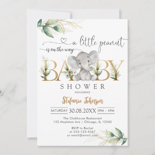 A Little Peanut Baby Shower Invitation 招待状 (正面)