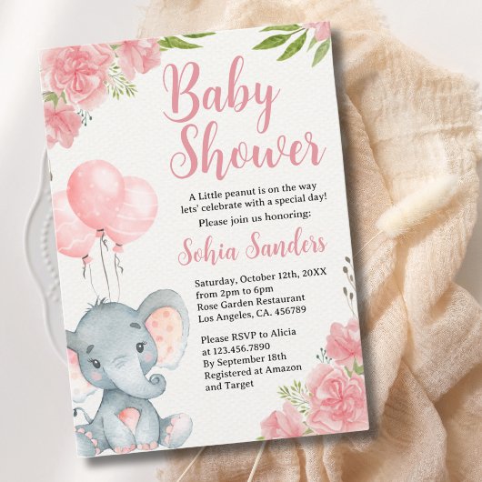 A Little Peanut is on the Way, Baby Shower Girl 招待状