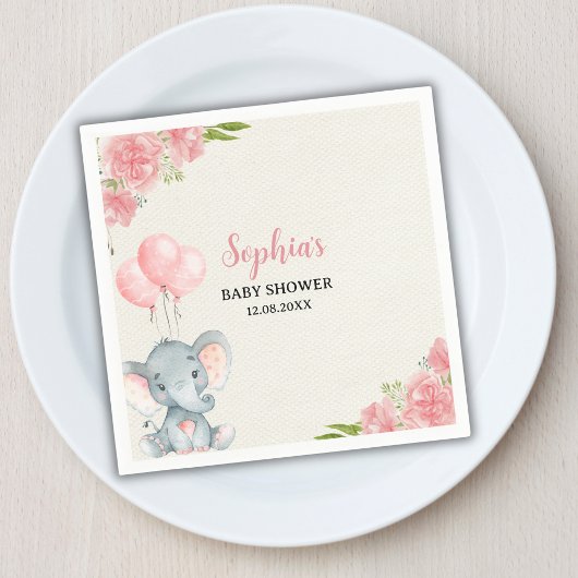 A Little Peanut is on the Way Elephant baby shower スタンダードカクテルナプキン