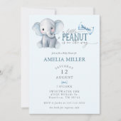 A Little Peanut is on the Way Elephant Baby Shower 招待状 (正面)